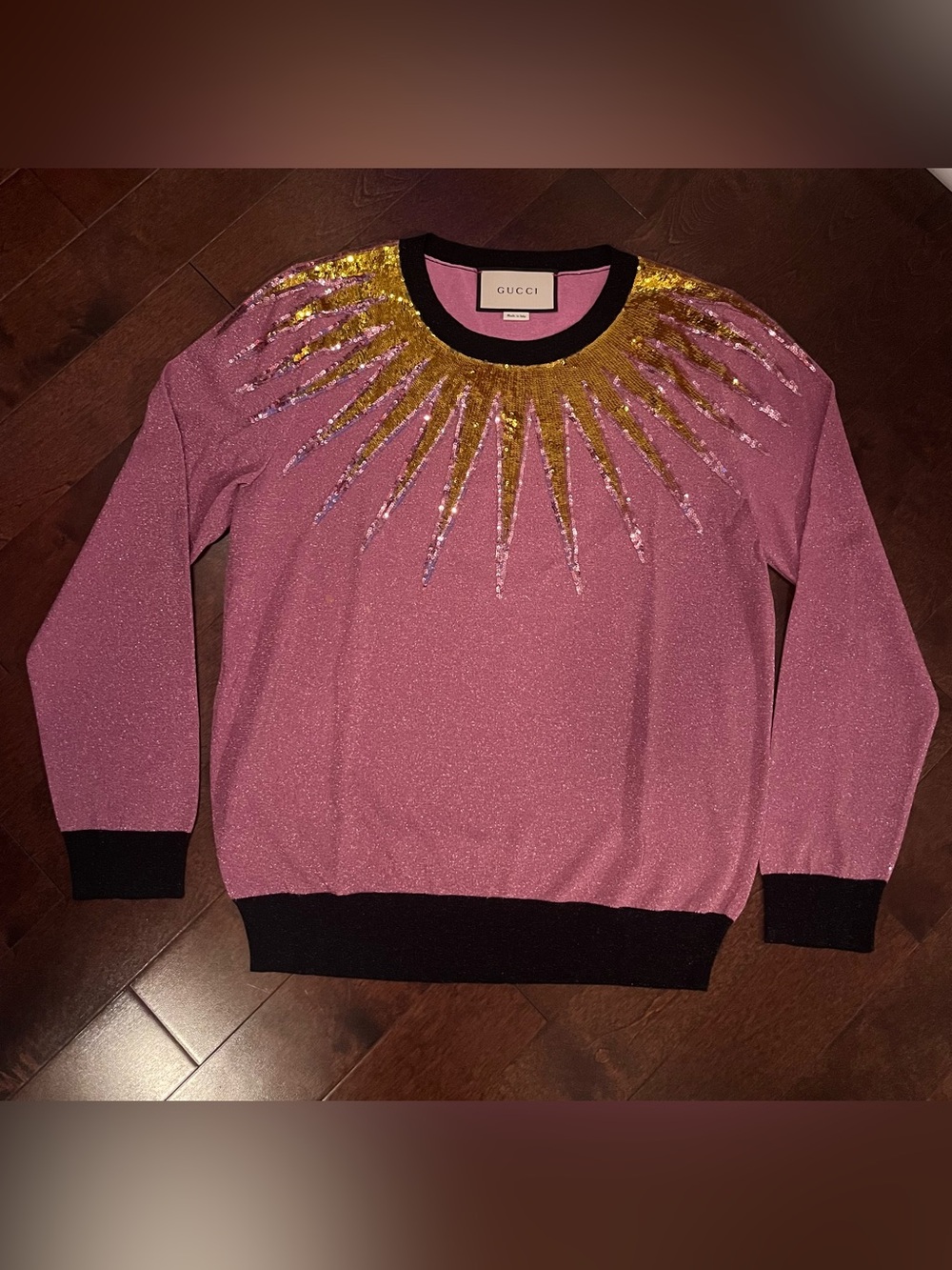 Gucci Metallic Pink Lurex Knit Sweater size L